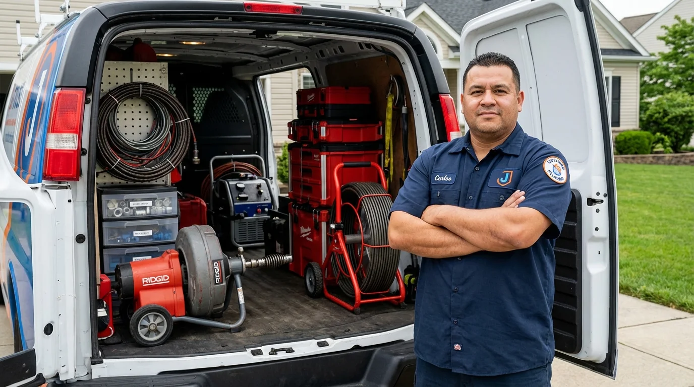 Professional drain cleaning equipment and Johns Plumbing LLC plumber in Archer City