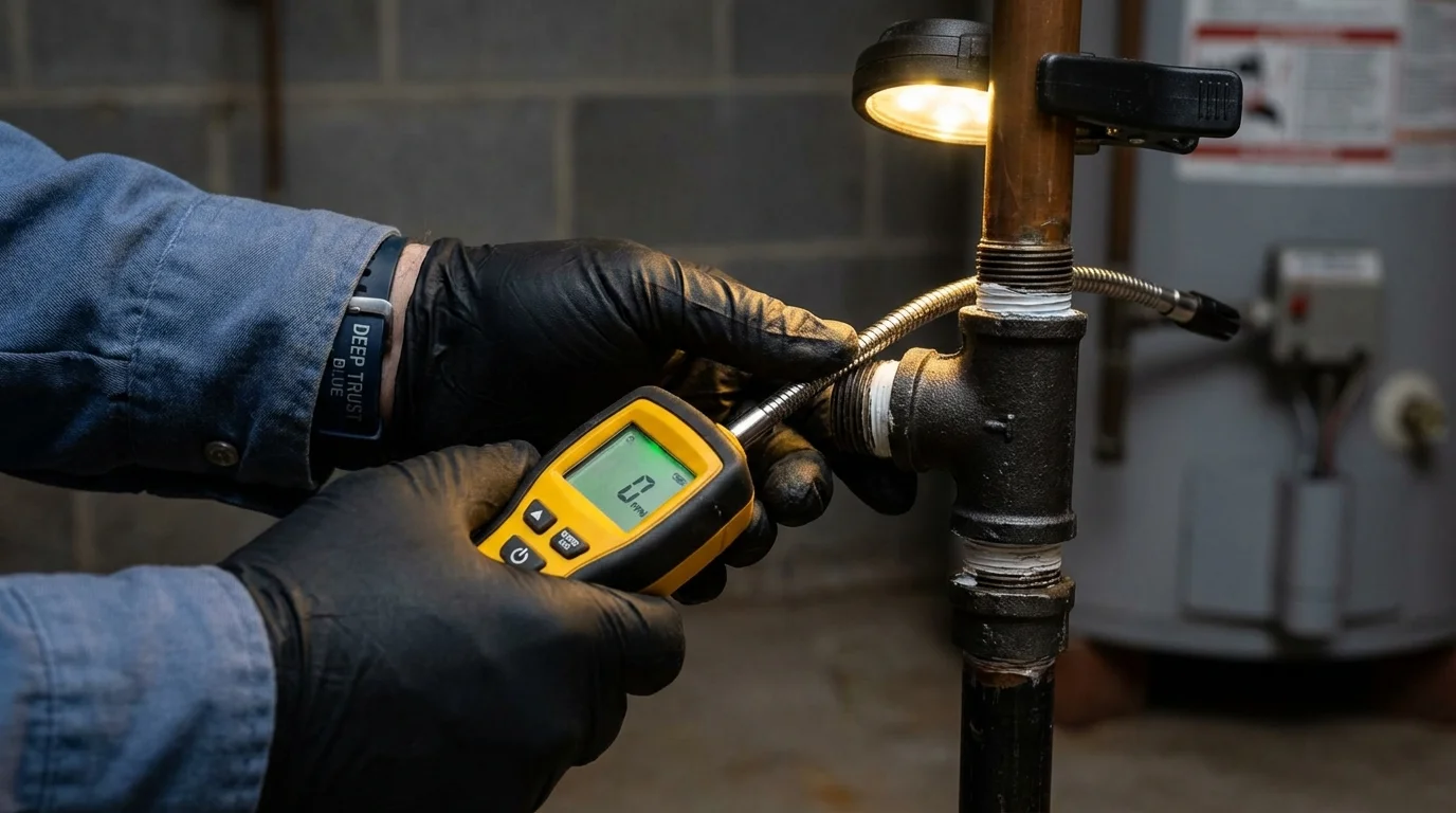 Gas leak detection with electronic sniffer by Johns Plumbing LLC in Archer City