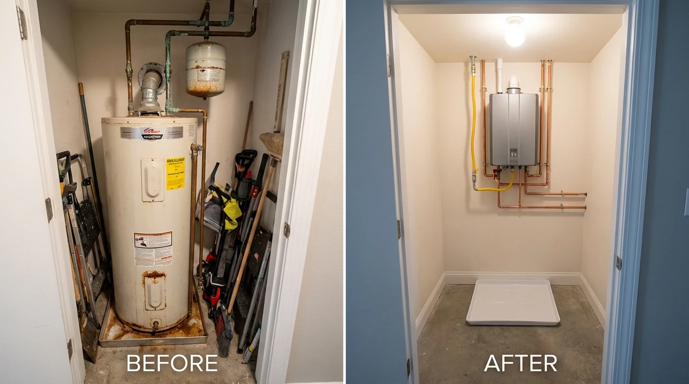 Tank water heater versus wall-mounted tankless unit comparison for Archer City, TX homeowners