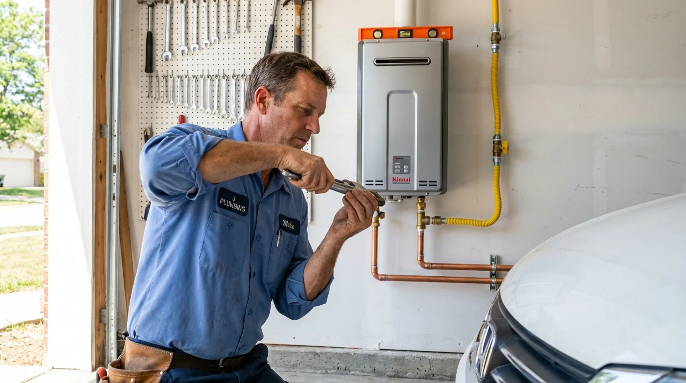 Tankless water heater installation by a Johns Plumbing LLC plumber in Archer City